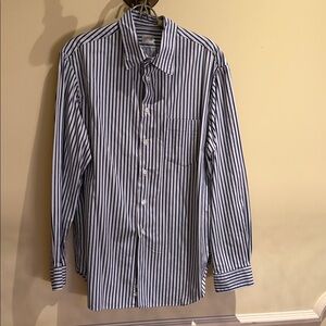 Armani Collezioni Blue and White Striped Button-Down Shirt